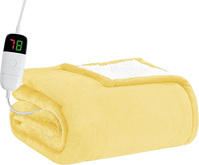 BOMOVA Heated Electric Blanket Full Size - 72" x 84" Heating Blanket with 10 Heating Levels & 8 Hours Auto Off, Warm Flannel Blanket, Christmas Birthday Gifts for Women