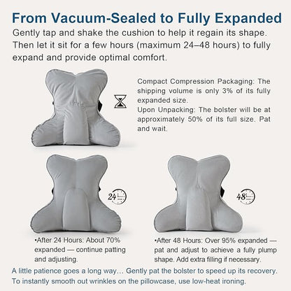 Lumbar Support Pillow – Multi-Functional Ergonomic Back Cushion for Office Chair, Car Seat & Sofa, Reading Pillow with Firm Multi-Zone Support to Relieve Lower Back Pain,Zinc Gray