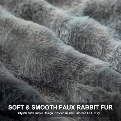 Faux Fur Electric Blanket Full Size 72"X84" - Bubble Faux Fur Heated Blanket Fluffy Soft Fuzzy with 6 Fast Heating Levels & 10 hrs Timer Settings, Washable & ETL Certified for Bed, Tie-Dye Blue