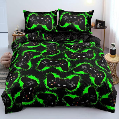 Gamer Bedding Sets for Boys, Gaming Duvet Cover Set King Size,Boys Video Games Comforter Cover, Bed Set for Teen Boys Bedroom,Boy Gamer Room Decor, Gamepad2302