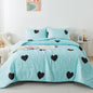 Caressma Blue Love Comforter Set King Size, Cute Heart Pattern Bedding Comforter for Girls Women, 3 Pieces Soft Microfiber Fluffy Lovely Comforter Set for All Seasons Room Decor