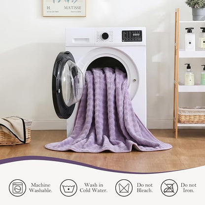Waterproof Blanket for Bed Couch Sofa Car, Soft Leakproof Dog Blanket with 3D Bubble Pattern, Reversible Water Proof Pet Blankets for Dogs Cats Puppies (30"x40", Dusty Purple)