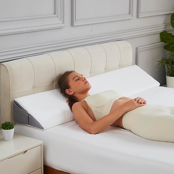 Wedge Pillow Headboard Twin/XL Size - College Dorm Headboard Pillow Wedge with Ergonomic Support for Sleeping, Reading, Watching and More - CertiPUR-US Memory Foam & Removable Cover