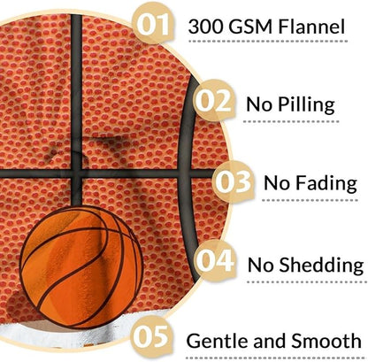Personalized Blanket Gifts for Boys Girls - 80x60 Inches Sports Throw Blanket for Basketball Lover Kids Teens Adults - Basketball Print Soft Fuzzy Blankets for Lap Couch Sofa Bed