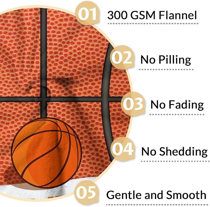 Personalized Blanket Gifts for Boys Girls - 60x50 Inches Sports Throw Blanket for Basketball Lover Kids Teens Adults - Basketball Print Soft Fuzzy Blankets for Lap Couch Sofa Bed