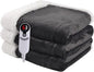 Heated Blanket Electric Throw 50''x60'', 3 Hour Auto Shut-Off 6 Heating Levels Small Warm Soft Flannel Electric Blanket Machine Washable - Dark Gray