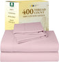 California Design Den Natural 100% Cotton Sheets, Soft Queen Sheet Set, 400 Thread Count Sateen, Deep Pockets with All-Around Elastic for a Snug Fit, Durable Bedding Set - Pink