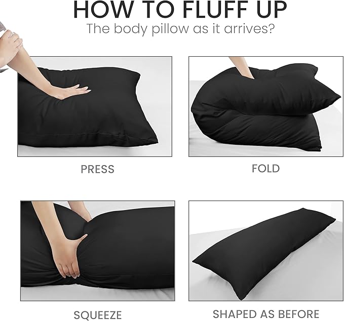 Utopia Bedding Full Body Pillow for Adults (Black, 20 x 54 Inch), Long Pillow Insert for Sleeping, Ideal for Side Sleepers