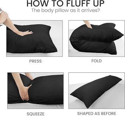 Utopia Bedding Full Body Pillow for Adults (Black, 20 x 54 Inch), Long Pillow Insert for Sleeping, Ideal for Side Sleepers