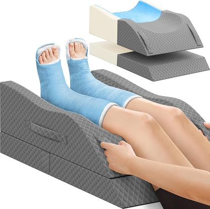 Elevation Pillows for Leg After Surgery, Memory Foam Adjustable Wedge Pillow for Injury or Rest, Ankle Pillow for Sleeping Blood Circulation Full Grey/Double Leg