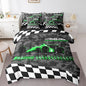 Feelyou Green Racing Car 7 Piece Bedding Set King Size Kids Boys Cartoon Race Car Comforter Set with Sheets for Teens Toddler Extreme Sports Bed in a Bag Camouflage Bed Set