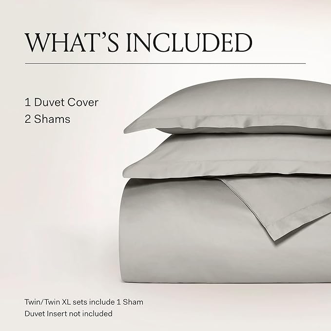 BOLL & BRANCH Signature Hemmed Duvet Set - Twin/Twin XL, White - Luxury 100% Organic Cotton - 1 Duvet Cover, 2 Shams - Buttery Soft, Hidden Closures