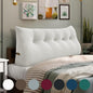 WOWMAX 100% Cotton Velvet Headboard Pillow – Queen Size Wedge Back Support Reading Bolster for Bed & Daybed, Handmade Firm Support Cushion with Removable Cover, Soft Luxury Bed Rest Pillow, White