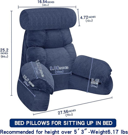 FXXUDVNIIN Back Pillow for Bed Sitting up – with 9.4" Armrests Bed Pillow for Sitting up,Inch Arms for Support, Ideal for Reading, Watching TV, Gaming, and Relaxing