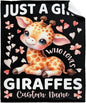 Giraffe Custom Blanket with Name Throw Blanket for Girls Just A Girl Who Loves Giraffe Gifts for Women Soft Comfortable for Bedding Couch Camping Traveling 30x40inches