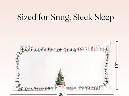 The Grinch x Kitsch Satin Pillowcase with Zipper for Hair & Skin - Softer Than Silk Pillow Cases, Smooth Cooling Pillow Cover, Wrinkle-Free, Machine Washable, King Size (19x36) - Who-Ville