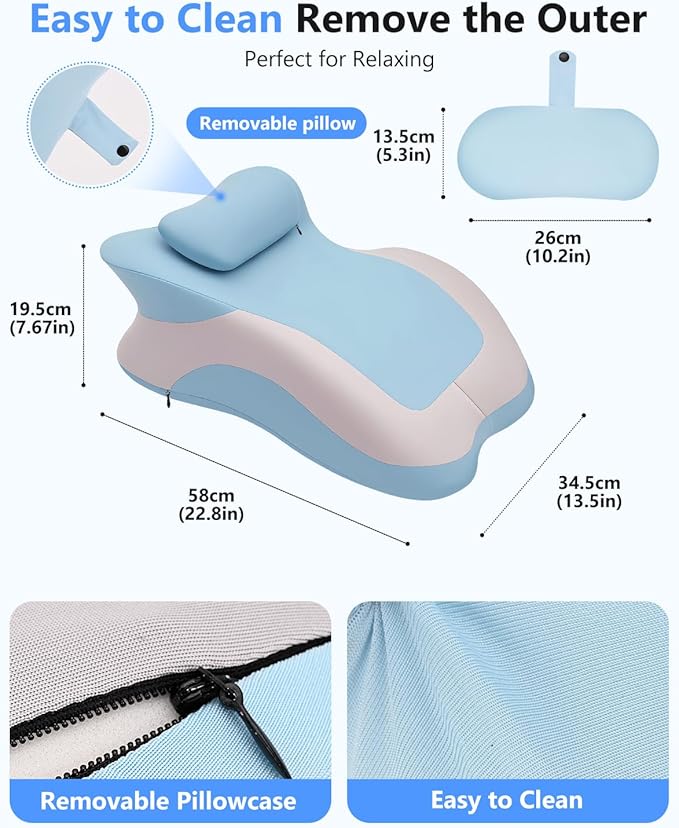 Memory Foam Ergonomic Wedge Pillow, Squat Pillow, Prone Pillow for Sleeping, Reading Pillow for Bed, Ideal for Massage, with Removable Cover, Back Support, Multi-Functional Memory Foam (Blue)