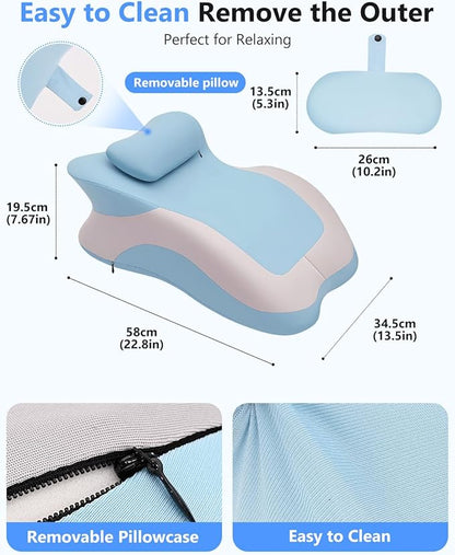 Memory Foam Ergonomic Wedge Pillow, Squat Pillow, Prone Pillow for Sleeping, Reading Pillow for Bed, Ideal for Massage, with Removable Cover, Back Support, Multi-Functional Memory Foam (Blue)