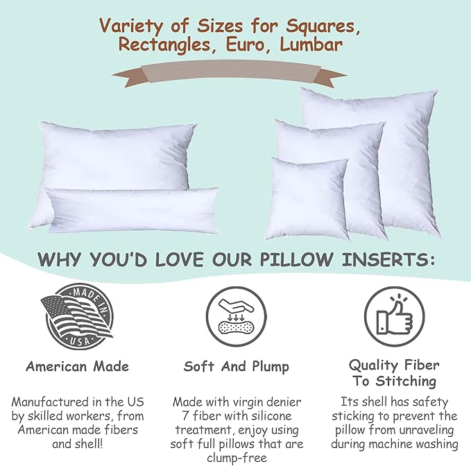 Pillowflex Synthetic Down Pillow Insert - 22x28 Down Alternative Pillow, Ultra Soft Oversized Standard Bed Sleeping Pillow, Large Rectangle Sham - 1 Decorative Pillow Form