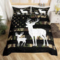 Camouflage USA Flag Bedding Comforter Full Size, Green Camo Cute Deer Antlers and Trees Natural Duvet Cover for Girls Teens Man Gift, American Flag Ultra Soft Bedding Set with 2 Pillowcases