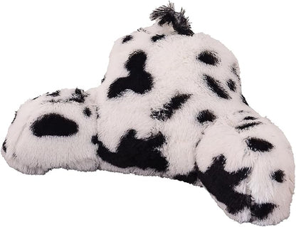 Aimuan Reading Pillow Bed Rest Pillow with Arms Plush Shaggy Fur Cushion for Adults Teens Incline Rest Sitting up & Sleeping Snoring Pillow with Pregnancy Lumbar Back Support (Standard, White-Black)
