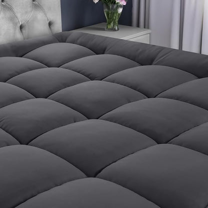 Utopia Bedding Full Mattress Pad, Quilted Fitted Premium Mattress Protector, Deep Pocket Cover Stretches up to 16 Inches, Fluffy Pillow Topper (54x75 Inches, Grey)