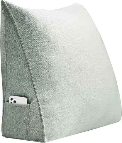 Triangular Reading Pillow Wedge Headboard Back Support Pillow for Sitting up in Bed Daybed Bolster Backrest Couch Sofa Corner Cushion Linen Off White