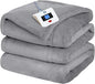 Sealy Electric Blanket Twin Size, Flannel Heated Blanket with 10 Heating Levels & 1-12 Hours Auto Shut Off, Machine Washable, Light Grey, 62 x 84 Inch