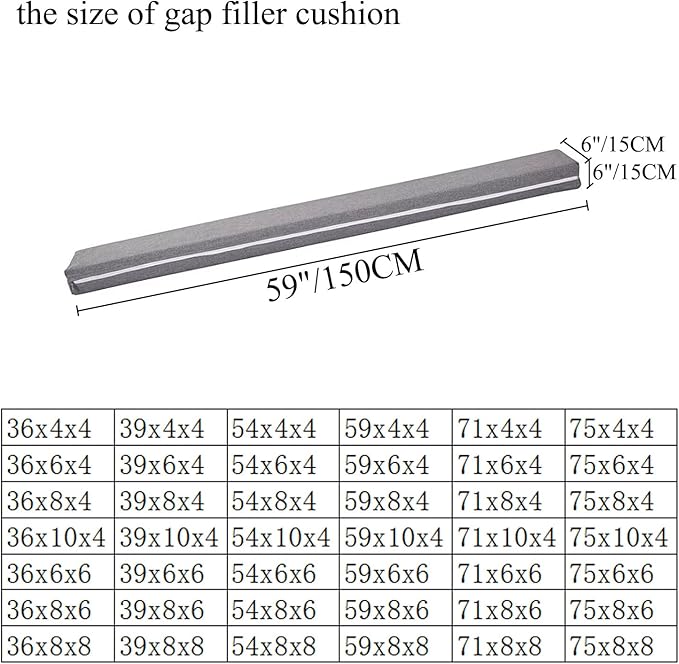 SAMTY Bed Gap Filler for headboard Space Gap Filler Bolster Pillow Stopper for Sofa Crack Filler Between Headboard and Mattress Queen Size 59x6x6 Inch