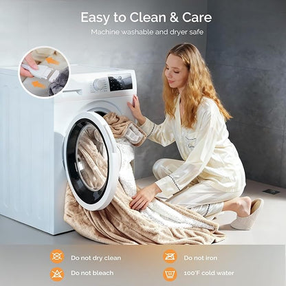 Heated Blanket Electric Blanket King 100"x90" Heating Blanket with Dual Control 10 Heat Levels & 10 Hours Auto-Off Overheat Protection Cozy Soft Flannel King Size Blanket Fast Heating Machine Washable