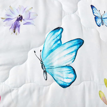 7 Piece Butterfly Comforter Set Queen Size 3D Colorful Floral Butterflies Bedding Set for Kids Girls Women for Birthday