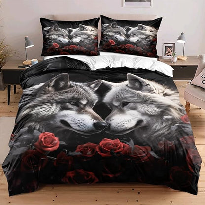 3D Printed Bedding Set for Adult Kids Boys Girls Bedroom Indian Dream Catcher Animal Wolf Comforter Cover Wolves Couple Bedding Sets Comforter/Quilt Cover Black Twin Size 172 * 218