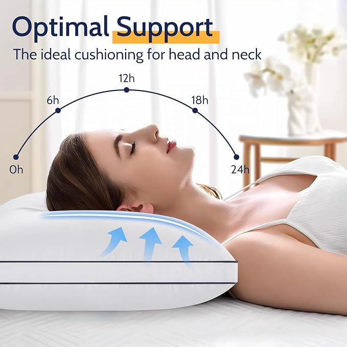 Pillows King Size Set of 2, Bed Pillows for Sleeping 2 Pack, Luxury Hotel Quality, Supportive King Pillows with Soft Down Alternative for Back Stomach Side Sleepers,Machine Washable