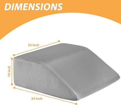Bedluxe Leg Elevation Pillows, Leg Pillows for Sleeping, Cooling Gel Memory Foam Top, Wedge Pillow for Legs, Leg Wedges for Circulation, Swelling, After Surgery - Removable Cover (10 Inch, Grey)