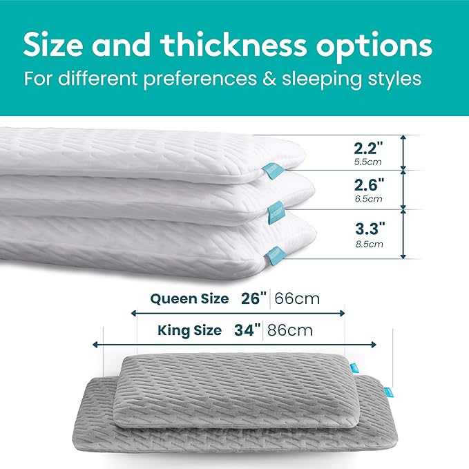 BLISSBURY Stomach Sleeping Pillow - Thin Memory Foam Pillow for Stomach Sleepers | Ultra Thin Pillow for Sleeping | Flat Pillows for Sleeping, Slim Pillow, Stomach Sleeper Pillow | 2.6 Inch Thickness
