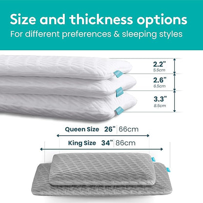 BLISSBURY 2.2 Inch Super Thin Pillow for Sleeping | Cool-to-Touch Premium Memory Foam Flat Pillow for Stomach Sleeper | for Back & Stomach Sleeper | Certified Foam for Neck and Back Support |