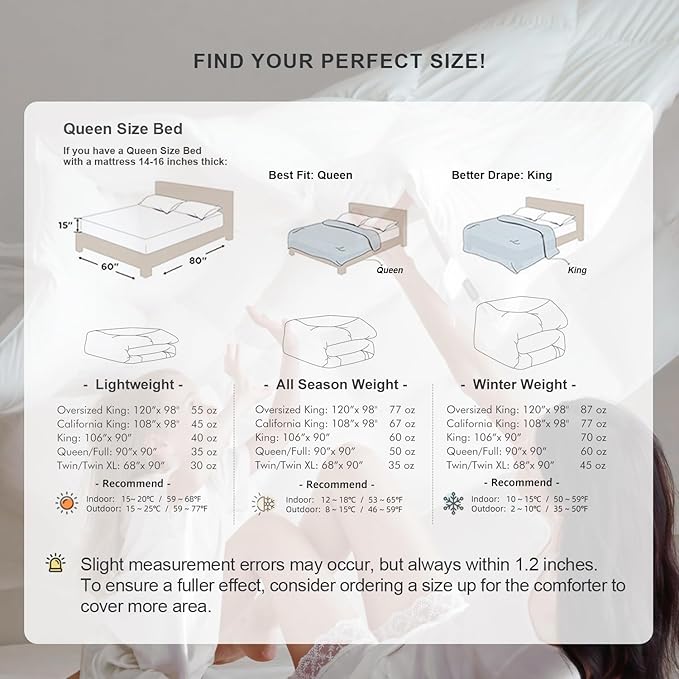Royoliving Premium Feathers Down Comforter 100% Cotton Cover Duvet Insert with Corner Tabs (White, Oversized King Winter)