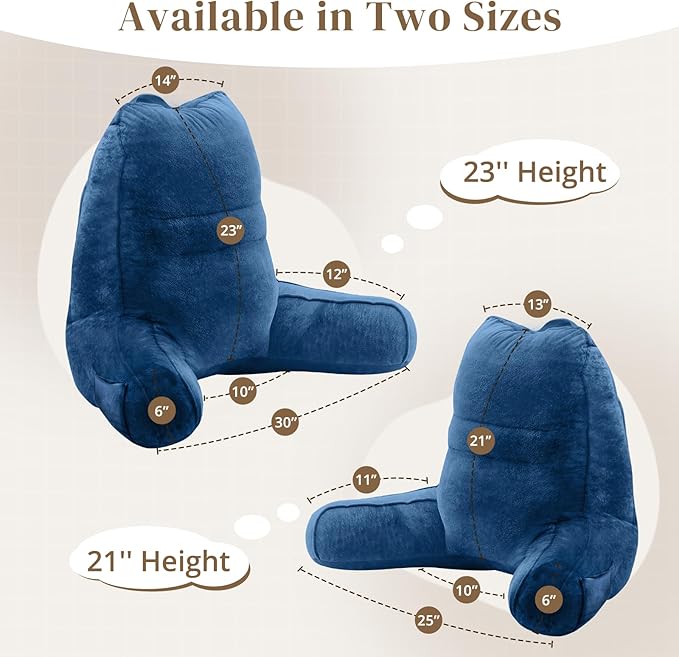 Sasttie Reading Pillow, Pillows for Reading or Relaxing – Ergonomic Support for Head, Neck, Back, and Lumbar, 23-Inch, Navy Blue