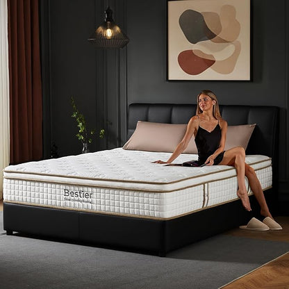 Bestier 10 Inch Twin Size Mattress with Memory Foam & Individual Springs, Luxury Tencel Mattress for Cool Sleep and Pressure Relief, Mattress in a Box, Medium Firm, CertiPUR-US Certified, 75"x39"x10"