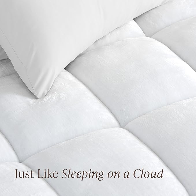 Bare Home Full XL Microplush Mattress Topper - Pillow Top Reversible - Soft Mattress Cover - Dual Sided All-Season - 8" to 24" Deep Pocket - Fitted Cover - Plush Mattress Pad (Full XL)