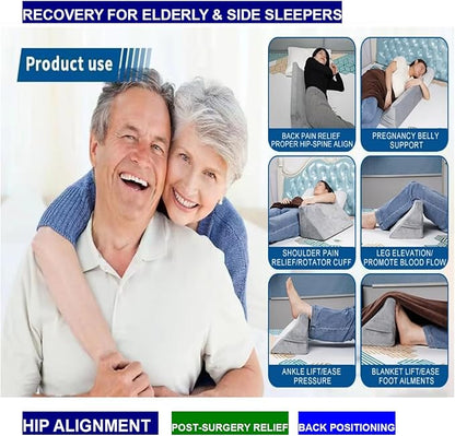 Bed Wedge Pillow for Sleeping & Post Surgery Recovery - Waterproof Positioning Wedge Pillows for Back,Hip & Leg Pain Relief, bed sore Support,Ideal for Side Sleepers,Seniors &Bedridden Patients