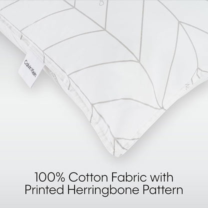 Calvin Klein Herringbone Print 20" x 36" King Size Set of 2 Bed Pillows for Sleeping, White