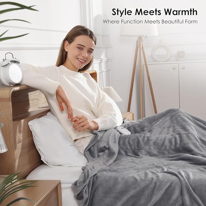 Heated Blanket King Size Electric Blanket 100''X90'', Fast Heating Blanket Ultra Soft Warming Blankets for Adults with 5 Heat Levels & 10 Hrs Timer, Machine Washable Queen Heated Blanket(Subtle Gray)
