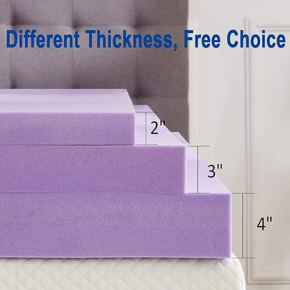 SINWEEK 4 Inch Gel Memory Foam Mattress Topper Ventilated Soft Pressure Relieve Mattress Pad, Breathable Bed Topper, CertiPUR-US Certified, King Size