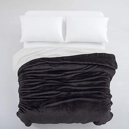 IR Imperial Rooms Black Sherpa Fleece Throw Blanket Twin Size for Bed - Wholesale Bulk Pack of 12 Sherpa Blankets - Soft Fluffy Throw Blankets for Hotels, Guest Bedroom, 60x80 Inches