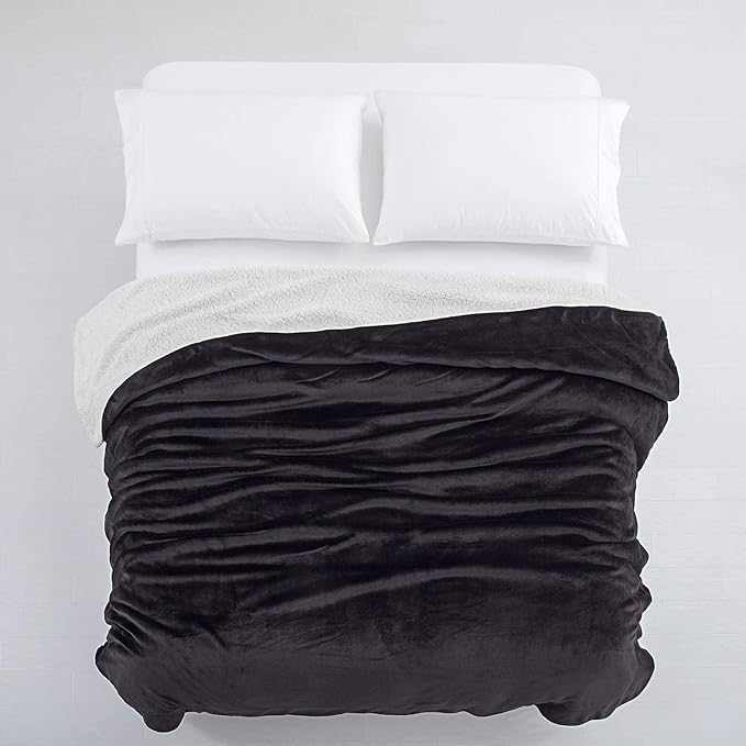 IR Imperial Rooms Black Sherpa Blankets Queen Size for Bed - Wholesale Bulk Pack of 9 Sherpa Blankets - Soft Fluffy Throw Blanket for Hotels, Guest Bedroom, 90x90 Inches