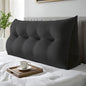 WOWMAX 100% Cotton Velvet Headboard Pillow – Full Size Wedge Back Support Reading Bolster for Bed & Daybed, Handmade Firm Support Cushion with Removable Cover, Soft Luxury Bed Rest Pillow, Black
