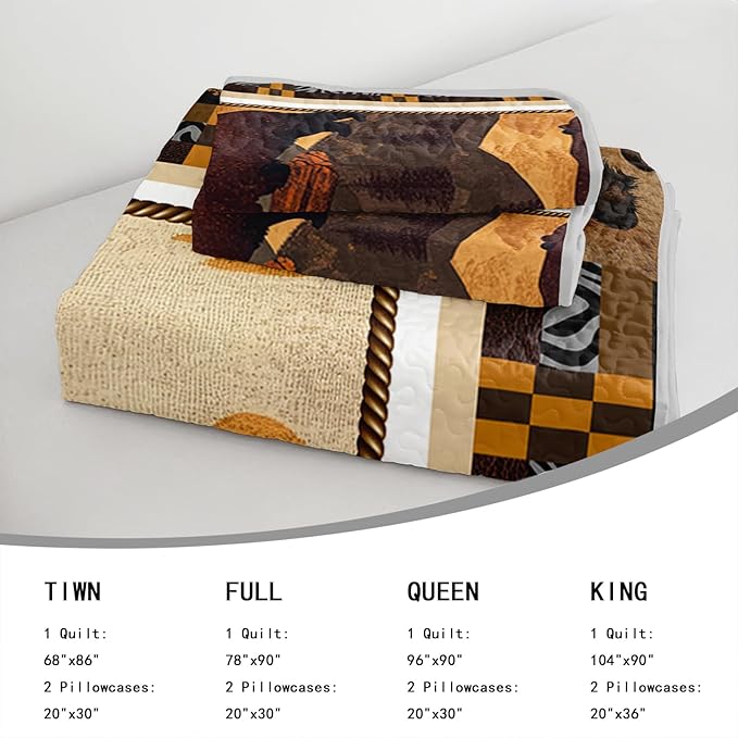 AILONEN Rustic Bear Twin Size Quilt Set,Wild Animal Hunting Themed Bedspread Coverlet + 2 Pillowcases,3-Piece Woodland Brown Bear Bed Cover for Boys Girls