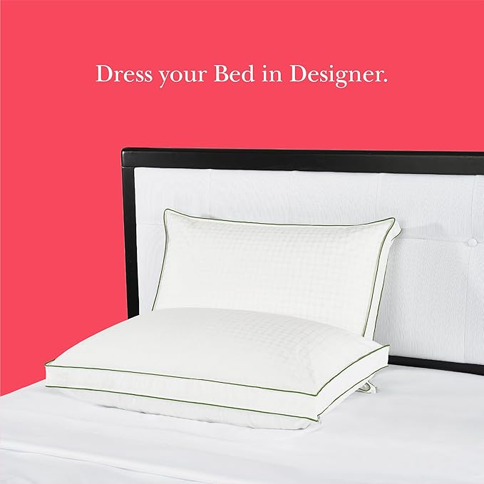 Kate Spade New York Soft/Medium Pillow 20" x 36", Adjustable Down Alternative Pillow, 300 Thread Count Cotton Cover, Best for Back or Stomach Sleepers, King, White