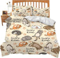 Cute Cat Theme 3 Pieces Duvet Cover Comforter Set with 2 Pillowcase Full Size Cat Puppy Bed Sheet Quilt Bedroom Bedding for Lover Kids
